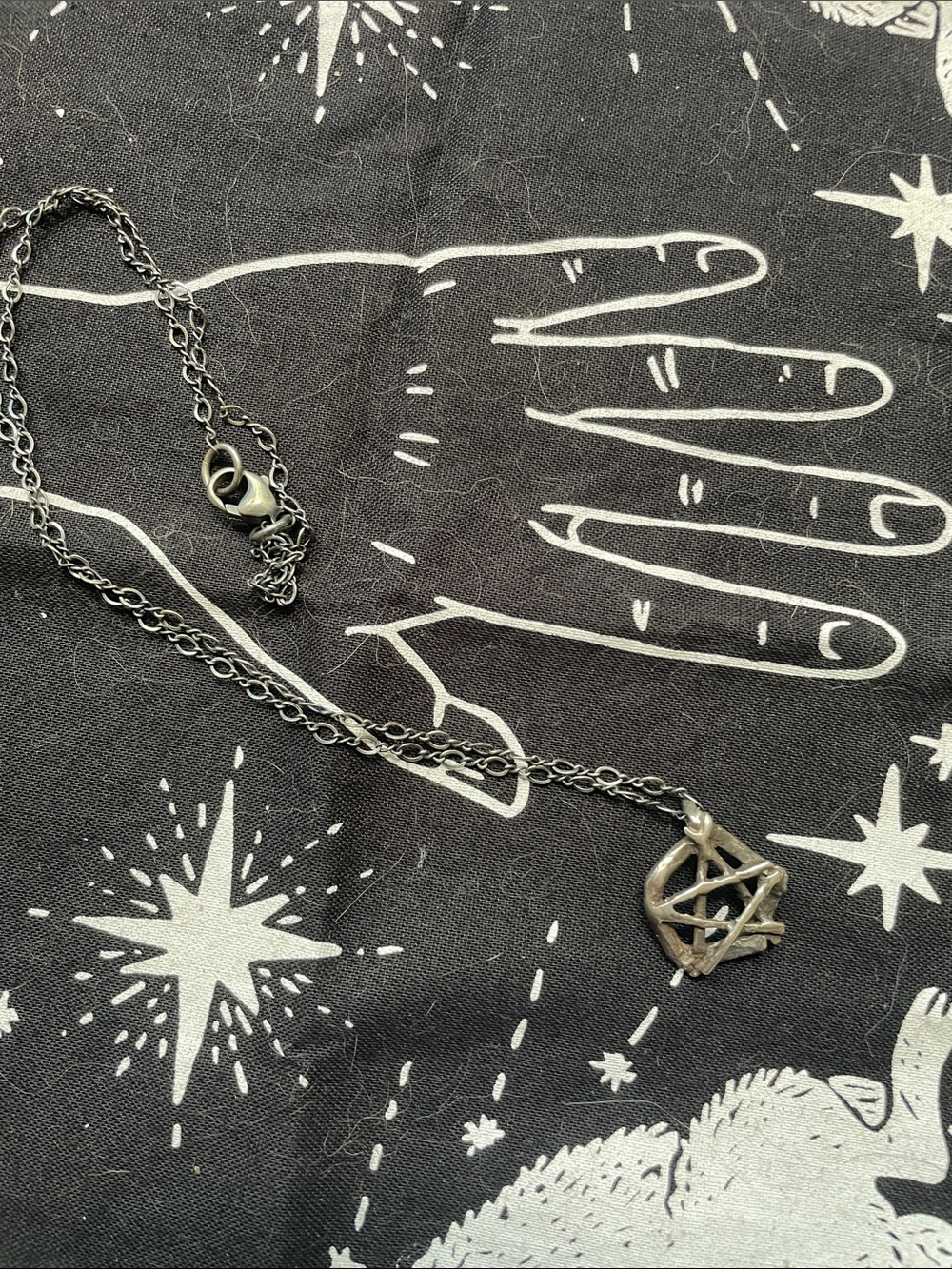Burial ground sterling silver pentacle necklace